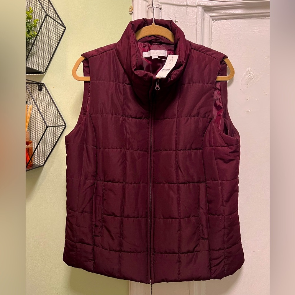 New York & Company Burgundy Puffer Vest